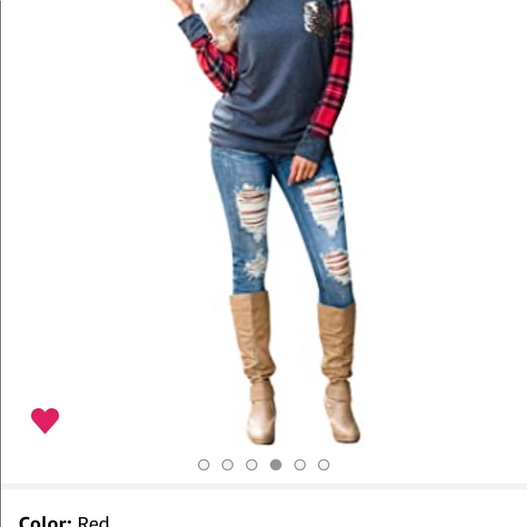 NEW PLAID SEQUIN POCKET Blouse - Picture 3 of 7